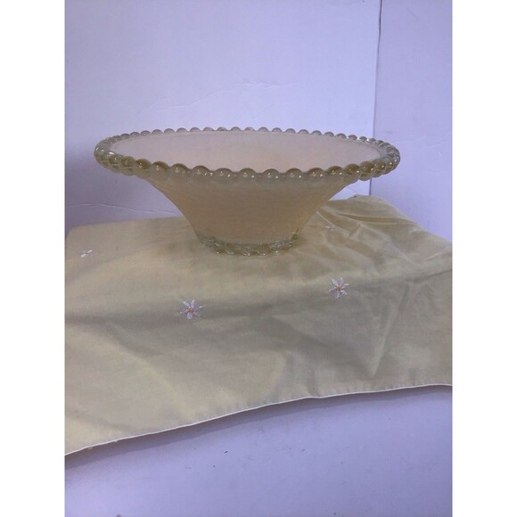 Vtg Ceiling Mount Shade,lace Pattern W/ Beaded Edge,Tan - Picture 2 of 4